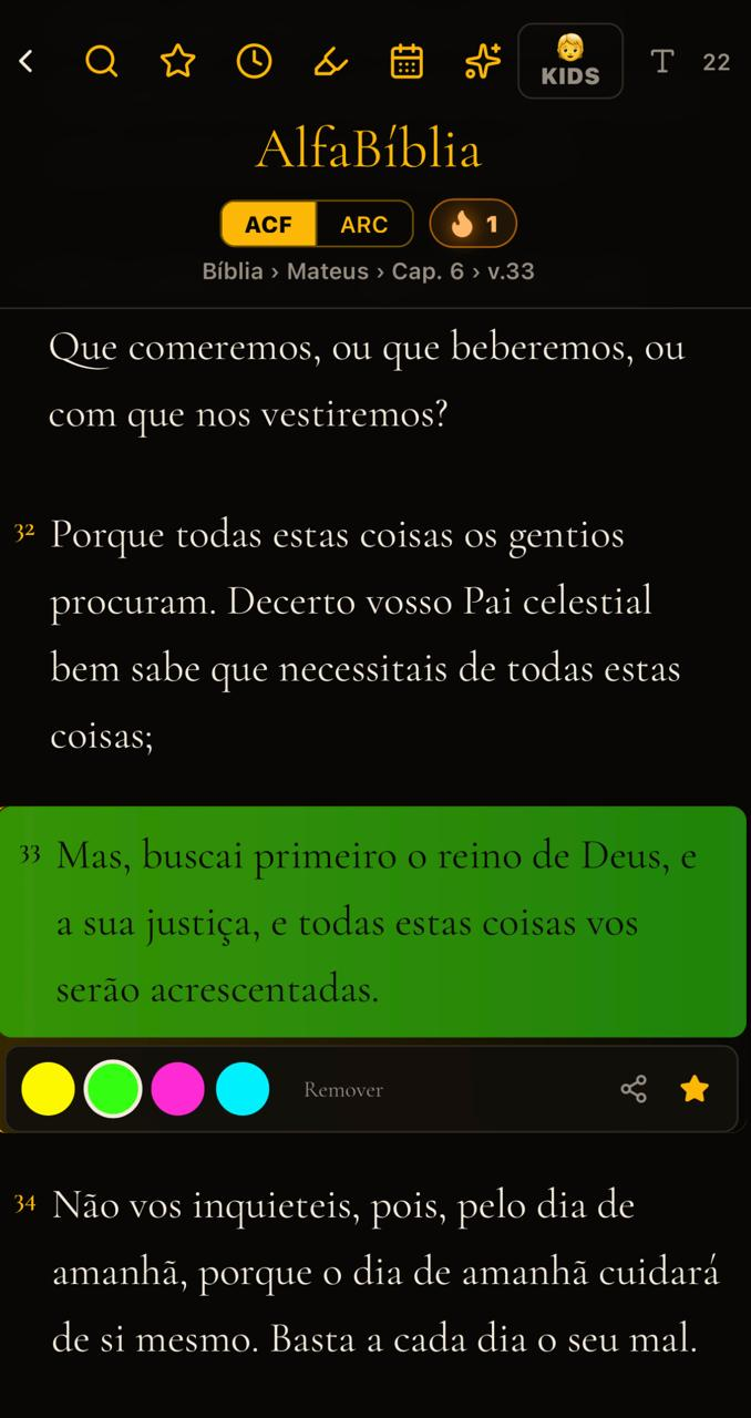 Marcação Neon (Escuro) — As mesmas marcações ganham vida com brilho no tema escuro.