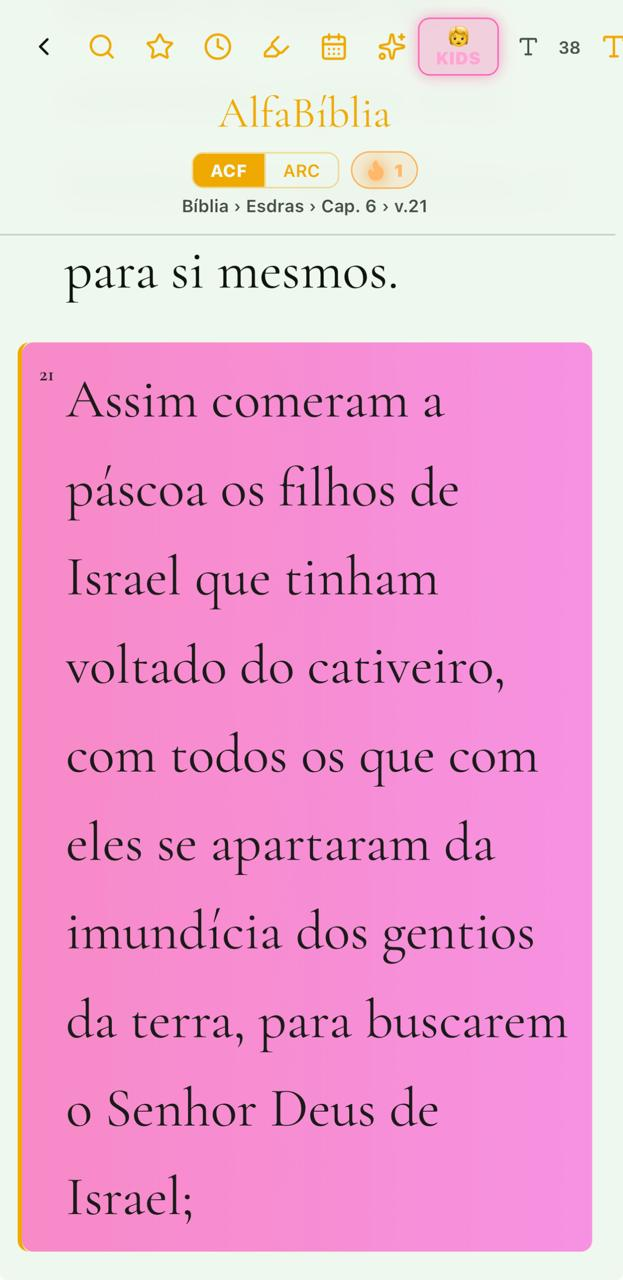 Modo Kids — Neon Rosa — Versículo destacado em rosa neon no Modo Kids/Jovem com tipografia serifada ampliada.